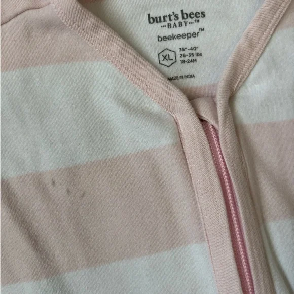 Burt's Bees 100% Organic Cotton Striped Sleeveless Sleep Sack in Pink & White - Picture 2 of 4